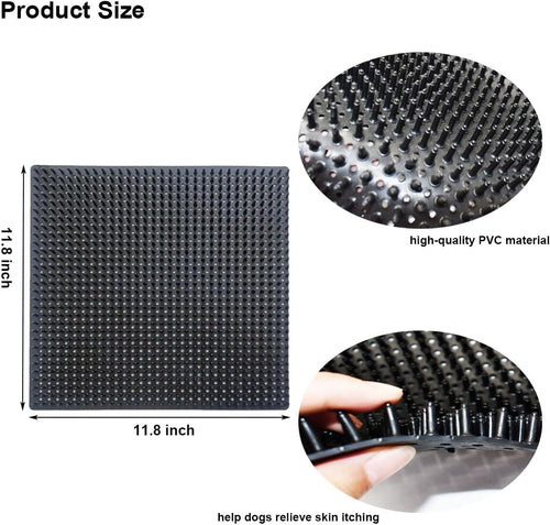 2 PCS Dog Scratching Post Pad, Soft Touch Itch Relief Pad for Horse Cow Goat Sheep, PVC Dog Back Scratcher, Massage Bed Massage Brush for Wooden Stake Wall Sofa Ground 11.8 x 11.8 Inch